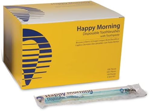 Hager Pharma Happy Morning Disposable Toothbrush with Xylitol, 50 Count, Pack of 2