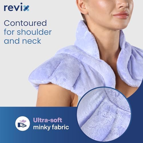 REVIX Microwave Heating Pad for Neck Shoulders and Back with Moist Heat, Weighted Microwavable Heated Neck Wrap Warmer, Scented