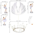 10 Pack Ballet Cake Toppers Dancing Ballerina Figurine Cake Picks Dancing Ballerina Girl Figurine Feather Crown Cake Decorations for Ballet Baby Shower Birthday Party Wedding Decoration
