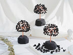 QINJIEJIE Black Obsidian Crystal Tree Healing Crystals Natural Stone Base Gemstone Tree Copper Wire Chakra Tree Life Tree Luck Tree Energy Desk Decor Spiritual Gift Meditation
