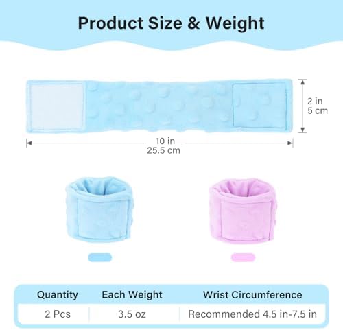 Sensory Weighted Bracelets for Kids, Sensory Wristbands for Autism ADHD SPD Anxiety Relief, Calming and Focus for Special Needs Child, Two Pack, Light Blue
