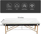 HOMBYS Memory Foam Massage Bed Mattress Topper with Cooling Rayon Derived from Bamboo Cover, Lash Bed Table Mattress Topper with Elastic Bands, Cushion Only, White, 73" x 29"