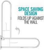 HealthSmart Fold Away Grab Bars for Bathroom, Shower Handle, Bathtub Accessories for Elderly, Toilet Safety Rail, Bath and Shower Grab Bars, Handicap Grab Bars, White