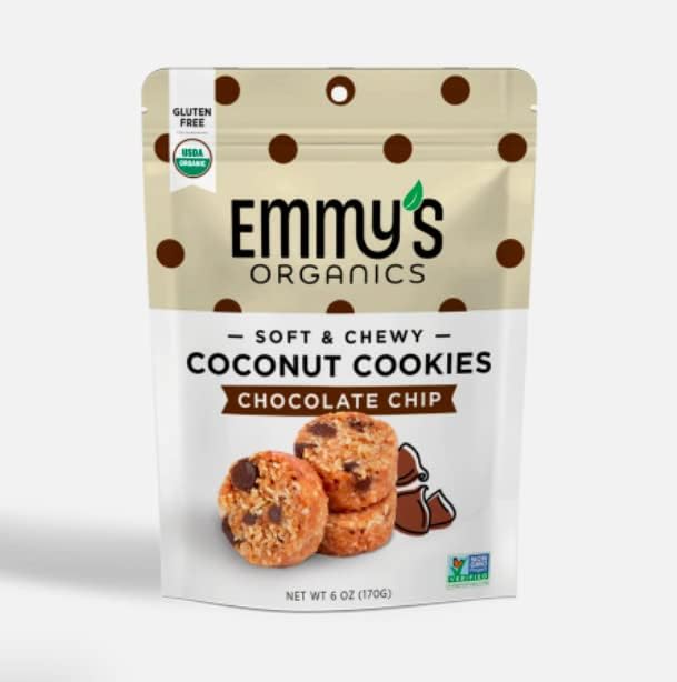 Emmy's Organics Coconut Cookies - Pack of 8 (Chocolate Chip) | Gluten-Free, Organic, Vegan, Paleo-Friendly