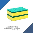 Large Heavy Duty Scrub Sponge - Dual Sided Dish Washing & Cleaning Scourer - Absorbent, Non-Scratch, Reusable - Pack of 6