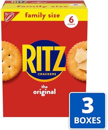 RITZ Original Crackers, Snacks for Kids and Adults, Bulk Lunch Snacks, Family Size, 3 Boxes