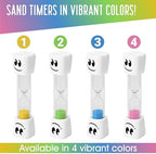 TeaherFav 2 Minute Toothbrush Sand Timer for Kids -Set of 4 Small Blue, Pink, Yellow and Green Smiley Hour Glass