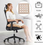 2-Pack Waffle Inflatable Seat Cushions (17×17 Inches) with 2 Air Pumps – Pressure Sore Relief Cushions, Suitable for Office Chairs, Car Seats & Wheelchairs, Beige