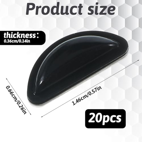 10 Pairs Eyeglass Nose Pads, 3.5 mm Anti-Slip Glasses Nose Pads Adhesive Glasses Nose Grips with Air Bag, D-Shaped Sticky Nosepads Cushion for Eyeglasses and Sunglasses (Black)