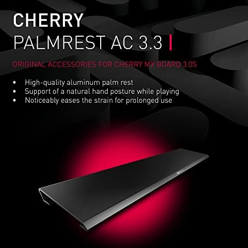 Cherry AC 3.3, Aluminium Ergonomic Palm Rest and Detachable Feet, Original Accessories for Cherry MX Board 3.0 S Gaming Keyboard, Quickly Attached, Black