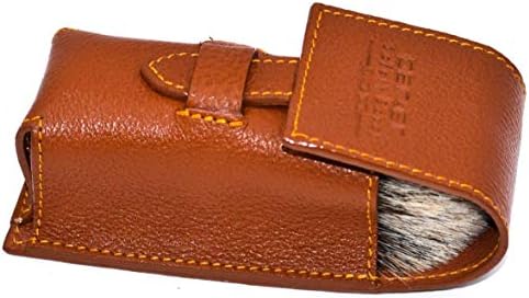 Parker Genuine Leather Travel Shaving Brush Case – Saddle Brown, Handmade Protective Cover for Standard Shave Brushes