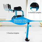 GYMAX Walkers for Seniors, Folding Upright Standard Walkers 440lbs with 5'' Wheels & Removable Padded Armrests, Lightweight Adjustable Rolling Walker for Elderly, Limited Mobility (Navy)