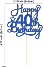 1 Pack Happy 40th Birthday Cake Topper Blue Glitter 40 & Fabulous Cheers to 40 Years Old 40th Birthday Cake Pick for Celebrating 40th Birthday Anniversary Party Cake Decorations Supplies