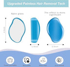 2PCS Crystal Hair Eraser for Women Reusable Hair Remover Stone, Painless Crystal Hair Remover for Women and Men, Magic Painless Exfoliation Hair Removal Tool-Blue