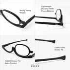 VICCI Makeup Reading Glasses | Flip-Up Cosmetic Readers for Women | Reversible Magnifying Eyeglasses for Undereye Application