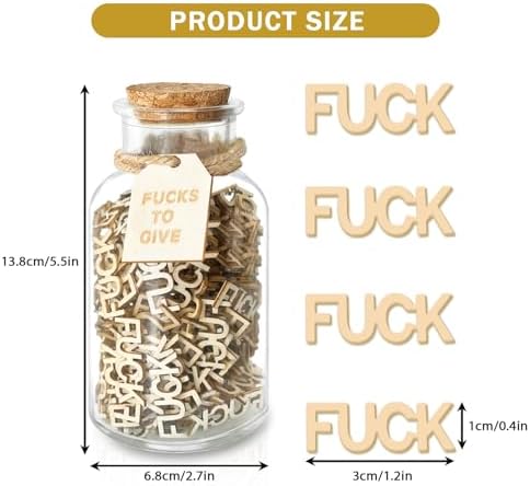F u cks to Gift Jar 9 OZ,200PCS Wooden Cutout Letter Fu c k Jar for Birthday,Valentines Day,Mother's Day,Easter Basket Stuffers,Gag Gifts for Women,New Year,Funny Gift to Friend Women Men