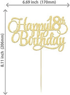 1 Pack Happy 18th Birthday Cake Topper Glitter Number 18 Eighteen Years Old Birthday Cake Pick Decoration for 18th Birthday Celebrating Anniversary Party Supplies Gold