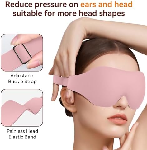 Sleep Mask, EVA BELLE Eye Mask for Men Women, Zero Pressure 3D Sleeping Mask, Cool Super Smooth Light Blocking Soft Eye Shade Cover Memory Foam, Lightweight for Home Travel Use