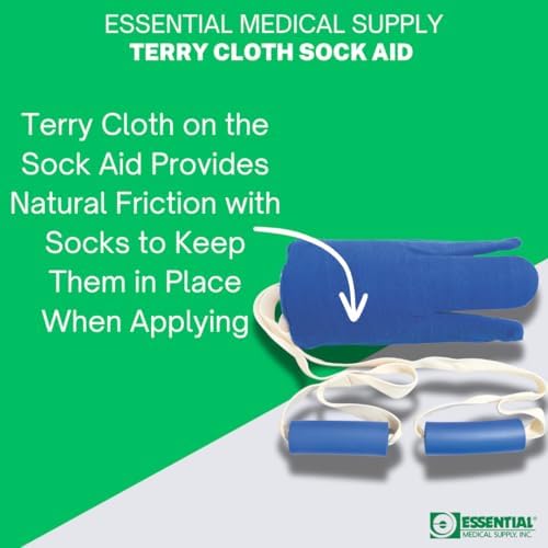 Essential Medical Supply Terry Cloth Sock Aid - Easy to Use Sock Helper Device for Daily Living for Seniors, the Elderly or Anyone Who Needs Help Dressing