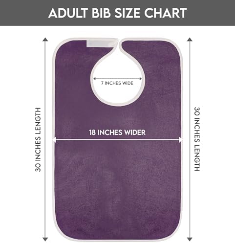 Utopia Towels 3 Pack Premium Unisex Adult Bibs for Elderly Women Men, Waterproof Bib for Eating, Adjustable and Washable (Plum)