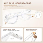 EASY READ Retro Round Blue Light Blocking Reading Glasses for Women,Anti UV Readers for Women with Spring Hinge