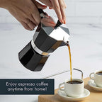 Primula Classic Stovetop Espresso and Coffee Maker, Moka Pot for Italian and Cuban Café Brewing, Greca Coffee Maker, Cafeteras, 6 Espresso Cups, Black