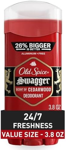 Old Spice Aluminum Free Deodorant for Men Red Zone Collection, Swagger Invisible Solid, Lime & Cedarwood Scent, 3.8 Oz