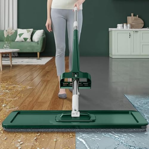 VINGAA Flat Mop with Self Wringer,Microfiber Mop,Hardwood Floor Mop,Flat Squeeze Mop with 3 Washable Mop Pads,Mops for Floor Cleaning,Mop,Flat Mop for Hardwood Laminate Tile Floor Cleaning, 125x36cm