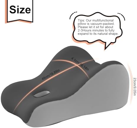Intimacy Support Wedge Pillow for Couples, Memory Foam Positioning Cushion for Back, Neck & Waist Pain Relief with Washable Cover, Portable Design for Relaxing, Reading & Adult Play-Grey