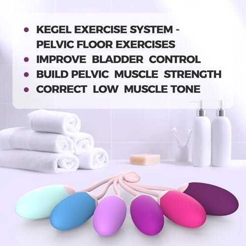 FENHUA Kegel Exercise System–Pelvic Floor Strengthening- Set of 6 Premium Silicone Kegel Exercise Weights & Control with Training Kit for Women: Beginners & Advanced
