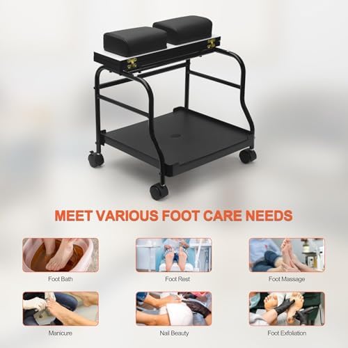 Elitzia Portable Pedicure Cart with Foot Rest - Beauty Salon Nail and Foot Bath Spa Trolley - Professional Stand Station ET27971 (Black)