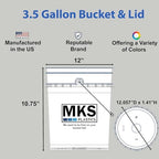 MKS Plastics 3.5-Gallon Bucket with Airtight Lid – Made in USA, Food Grade BPA Free Plastic, Heavy Duty Multi-Use, Metal Handle with Grip, Stackable Storage – Black, 1 Pack