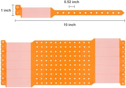 100pcs Vinyl Wristbands Hospital Identification Bands,Waterproof Adjustable Medical Wristband,Disposable Snap Wristband for Hospital (Orange)