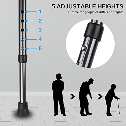 Yayayo Hold 440 lbs Folding Canes with Seat Walking Stick Height Adjustment Cane Seat Capacity Frosted Handle with Magnetic Therapy Stone Crutches Stool