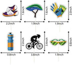I Love Cycling Happy Birthday Cupcake Toppers, Kids and Adult Birthday Cupcake Decor,Bike Theme Birthday Party Decorations, Bicycle Racing Party Supplies.(Rainbow Glitter)18PCS
