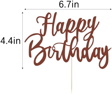 Handmade Glitter happy birthday Cake Topper, Happy Birthday Cake Bunting Decor,Birthday Party Decoration Supplies (brown)
