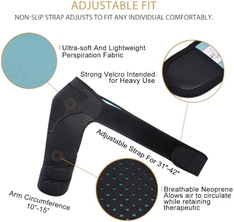 HUEGLO Right Shoulder Brace for Men,Torn Rotator Cuff Support Women Shoulder Stabilizer Brace for Shoulder Pain Relief