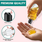 3Pcs 16 oz Clear Plastic Refillable Travel Shampoo and Conditioner Bottles with Black Disc Top Caps，Squeeze Empty Bottles Cosmetic Containers for Lotions, Body Soap Cream