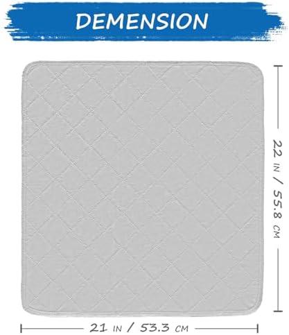 Waterproof Chair Pads for Incontinence Washable, 22" x 21" Under Pads for Adults Washable, 2 Pack Incontinence Chair Pads, Wheelchair Reusable Seat Pads Cover for Men, Women, Adults, Grey