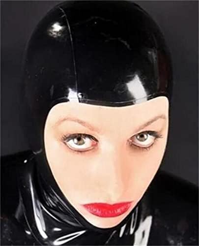 Latex Head Cover Sexy Latex Head Face Hood Rubber HeadMask Back Zipper for Cosplay Party Club Wear (M)