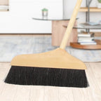 Horsehair Broom for Hardwood Floors, Soft Bristle Indoor Sweeping Brush with Pine Wood Head, Anti-Static Dust Remover for Home Kitchen, 37 Inch Wood Long Handl