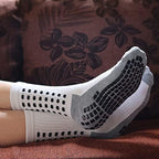 RATIVE Anti Slip Non Skid Ankle and Crew Socks with Grippers for Men Women