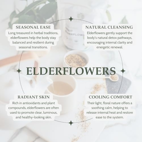 Elanen Naturals Organic Dried Elderflowers 16 oz. (1 lb.), USDA Certified Organic Elder Flower Tea, Flor De Sauco, Whole