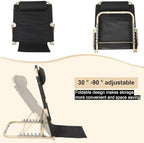 Menkxi Lifting Bed Backrest Portable Folding Adjustable Sit up Back Rest Multifunction Chair for Bed Change Angle of Backrest for Elderly Patients Back Neck Lumbar Support (Black,28.4 Inch)