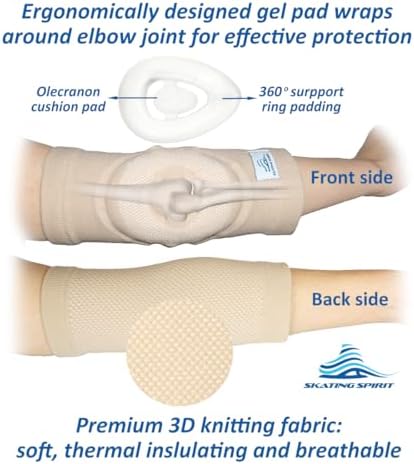 SKATINGSPIRIT Gel Elbow Pads (1 Pair) - Cushion and Protect Elbow Joint for Dancing Figure Skating Gymnastic, Youth and Adult (Black, Small)