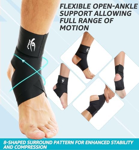 HiRui Ultrathin High-Elastic Ankle Wraps Ankle Brace for Men Women Kids, Adjustable Ankle Straps for Running, Football, Basketball, Sprains, Arthritis, Plantar Fasciitis (Black, Medium (Pack of 1))
