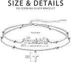 faith Bracelet,S925 Sterling Silver Faith Cross Double Layer Bracelets Christian Jewelry for Women