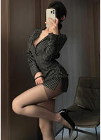 sexy secretary outfit for women lingerie Naughty office Teacher costume top OL Uniform Cosplay one-piece Dress blouse Skirt Underwear Bodysuit Roleplay Babydoll Set Halloween Black