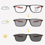 Sports Color-Changing Multi-Focal Reading Glasses, Color-Changing Anti-Blue Light Presbyopia Glasses (2.5X,Black+Gray)