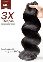 TRIIPPY Body Wave Bundles Human Hair,100% Raw Cambodian Hair Wavy 3 Bundles,Triple The Lifespan Over Regular Virgin Hair Bundle,No.1 Raw Hair Brand On Amazon?22 22 22 Inches,Natural Color